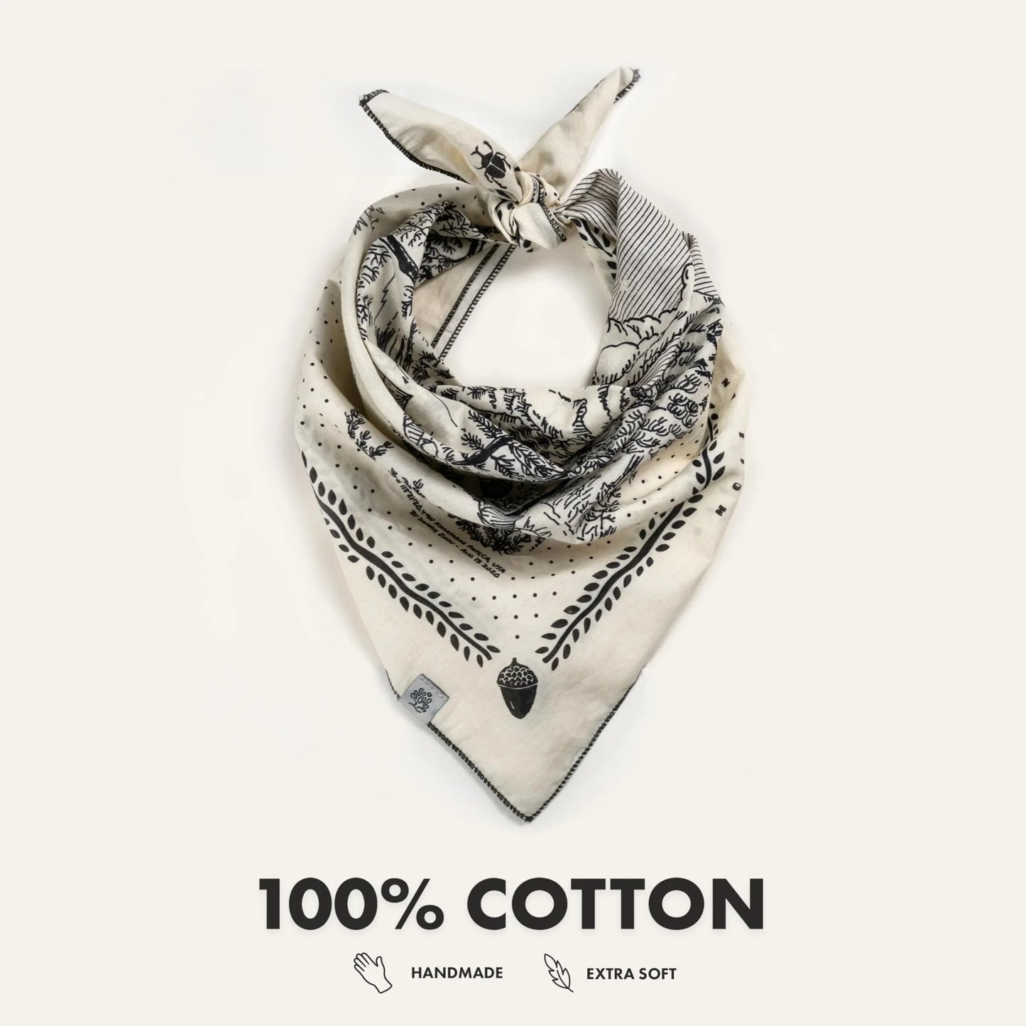 WHTE MOSS High sierra lake forest Bandana - Full product view of Western wilderness Premium ultra-soft 100% fine-combed cotto