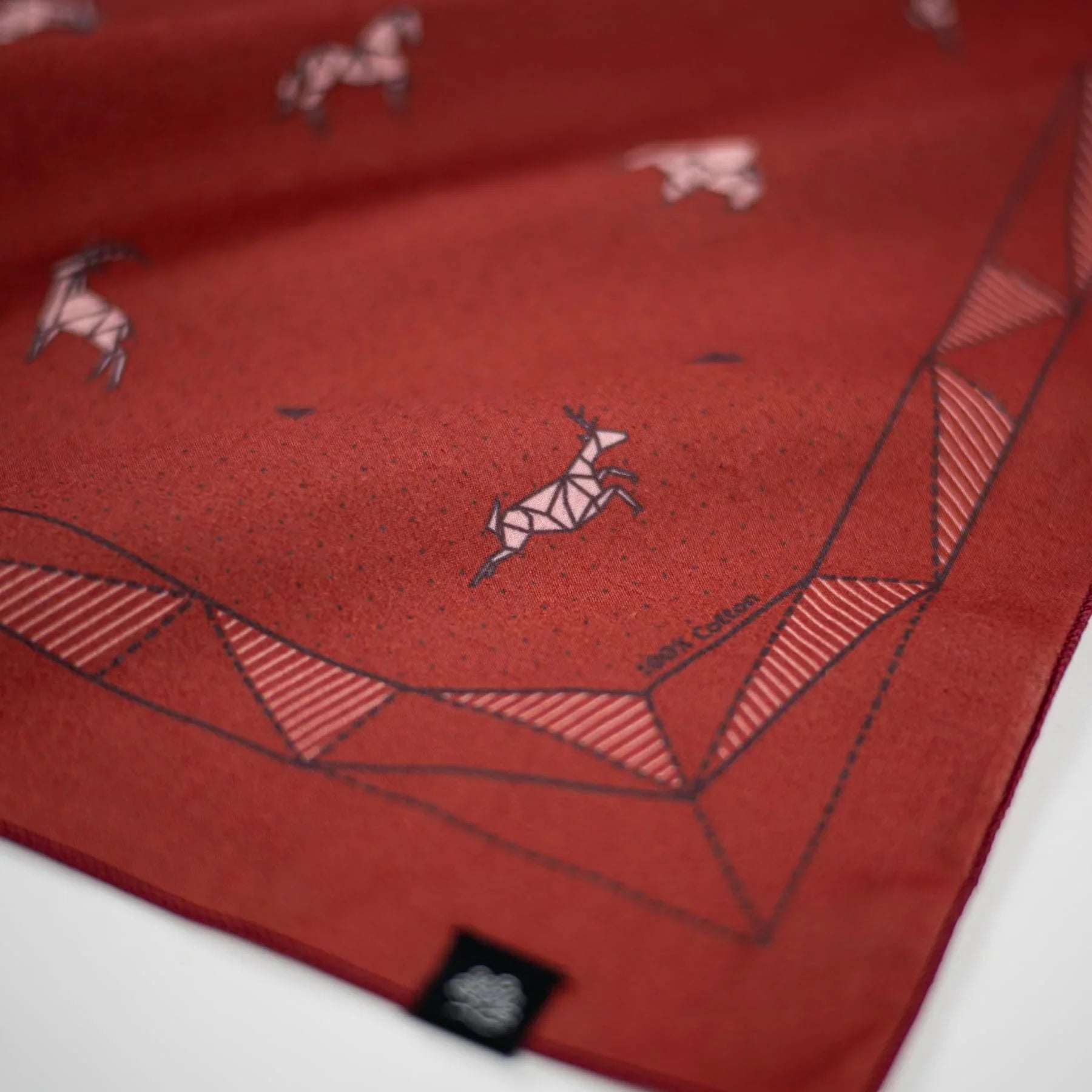 WHTE MOSS Origami wildlife Bandana - Detailed pattern close-up of Japanese style Original hand-drawn graphic by human artists
