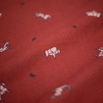 WHTE MOSS Origami wildlife Bandana - Full product view of Japanese style Premium ultra-soft 100% fine-combed cotton. Unique g