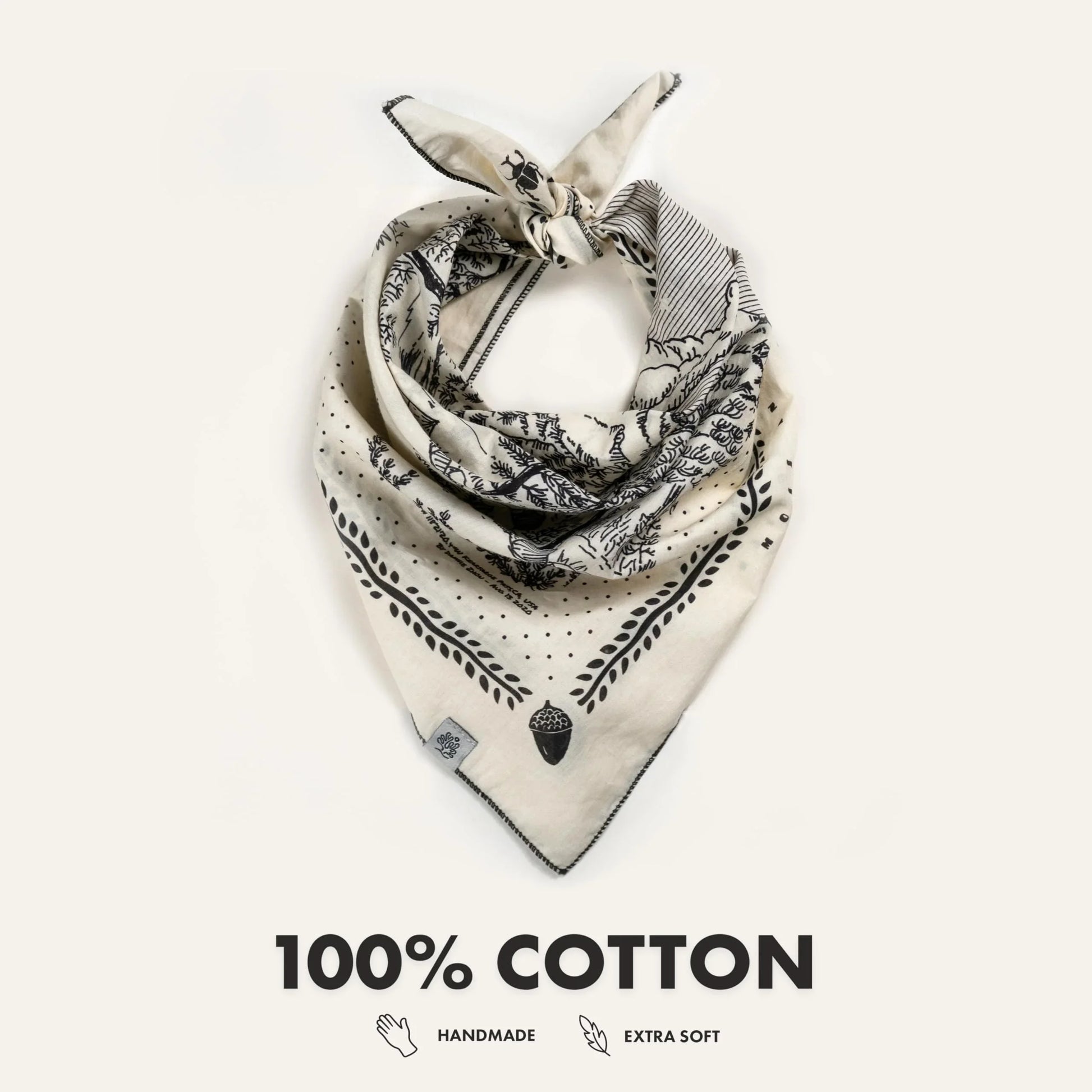 WHTE MOSS High sierra lake forest Bandana - Full product view of Western wilderness Premium ultra-soft 100% fine-combed cotto