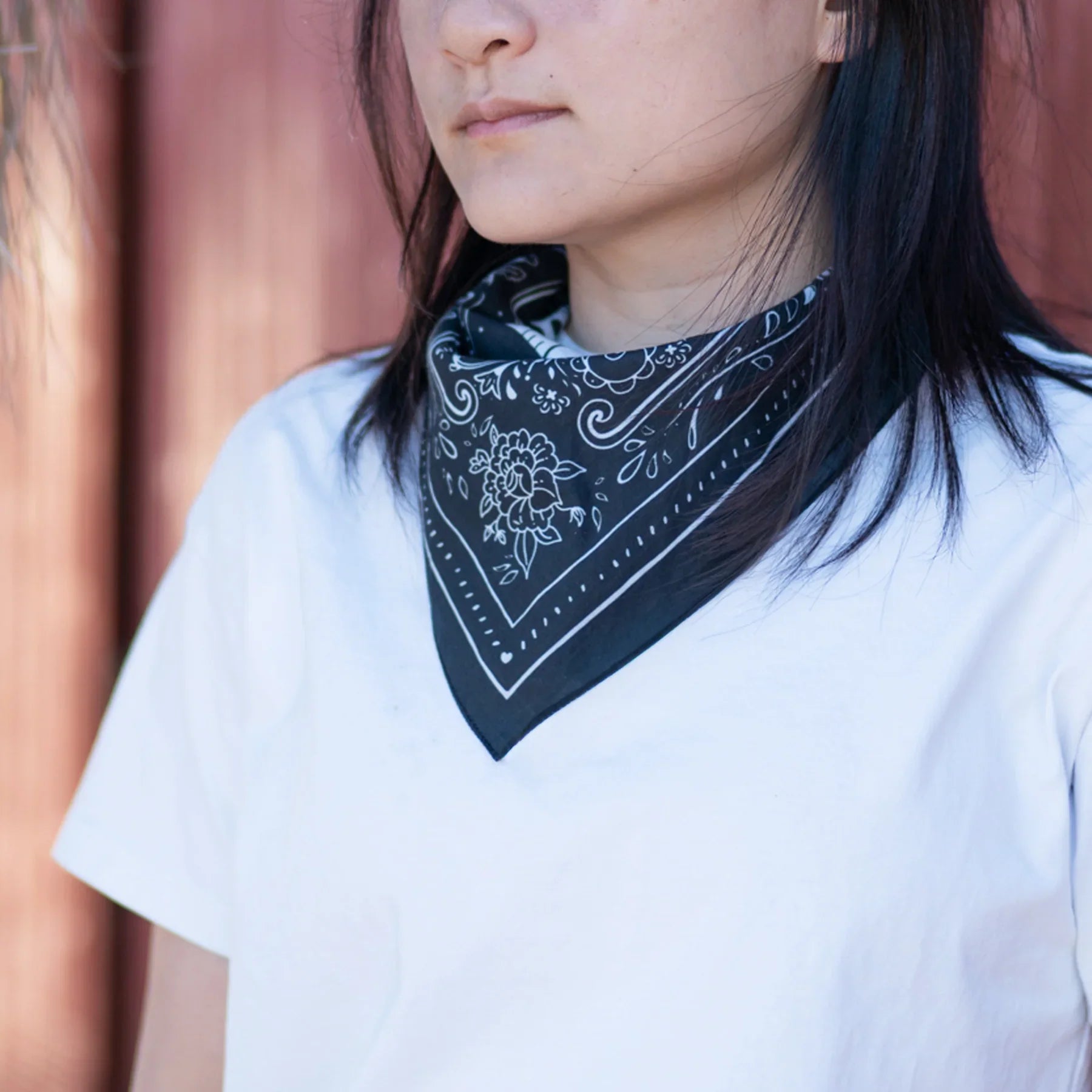 WHTE MOSS Roll the dice bandana | Black - Macro shot of fabric texture of Mexico style Designed in California. Durable and co