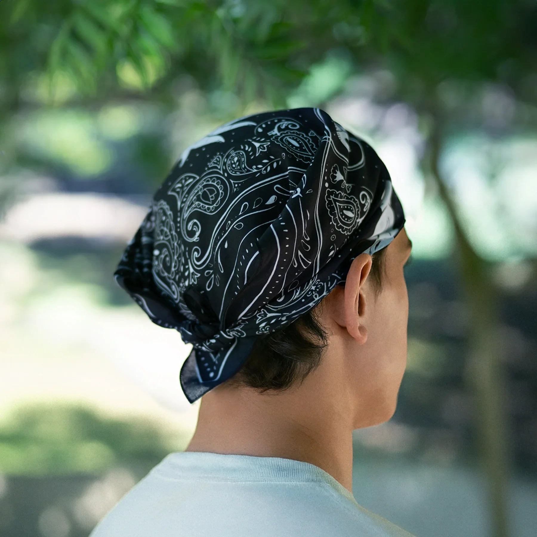 WHTE MOSS Roll the dice bandana | Black - Detailed pattern close-up of Mexico style Original hand-drawn graphic by human arti