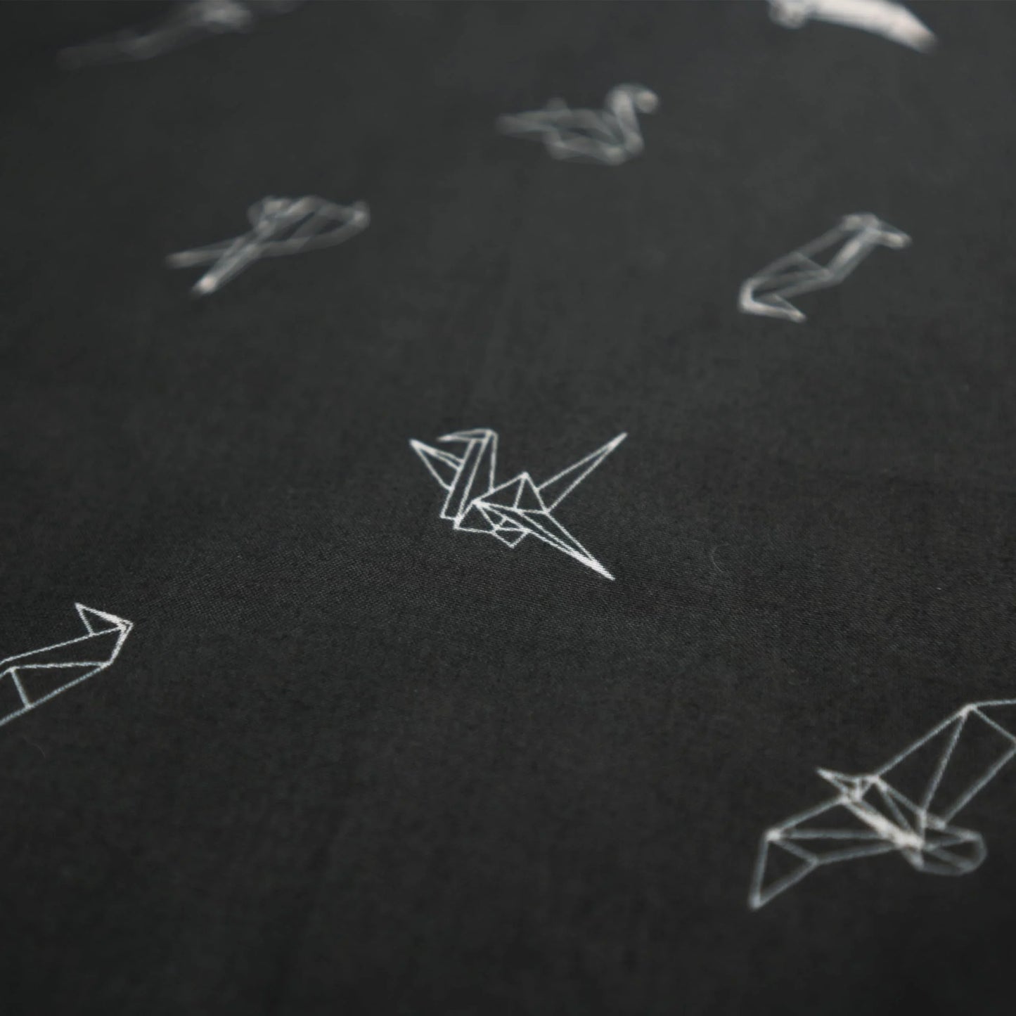 WHTE MOSS Origami Bird Bandana | Black - Flat lay arrangement of Japanese style Breathable high-quality fabric. Perfect for h