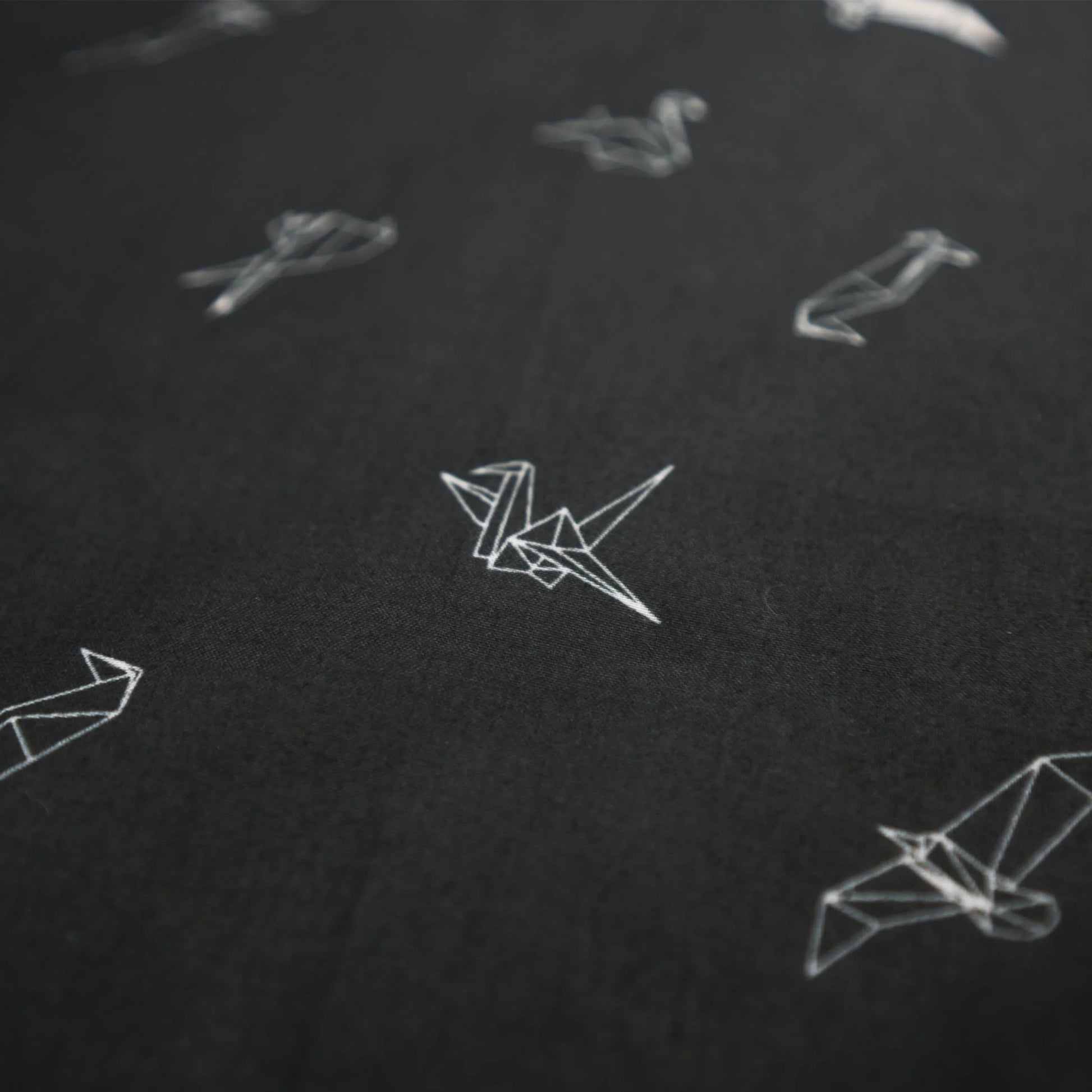 WHTE MOSS Origami Bird Bandana | Black - Flat lay arrangement of Japanese style Breathable high-quality fabric. Perfect for h