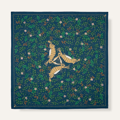 WHTE MOSS The three hares Bandana | Forest - Full product view of Japanese style Premium ultra-soft 100% fine-combed cotton. 