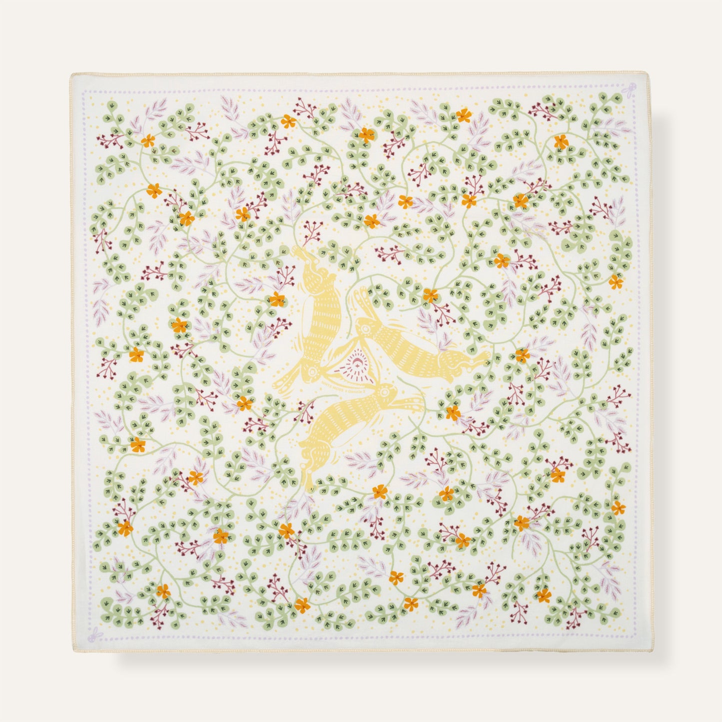 Decorative square with floral pattern and yellow center on a white background