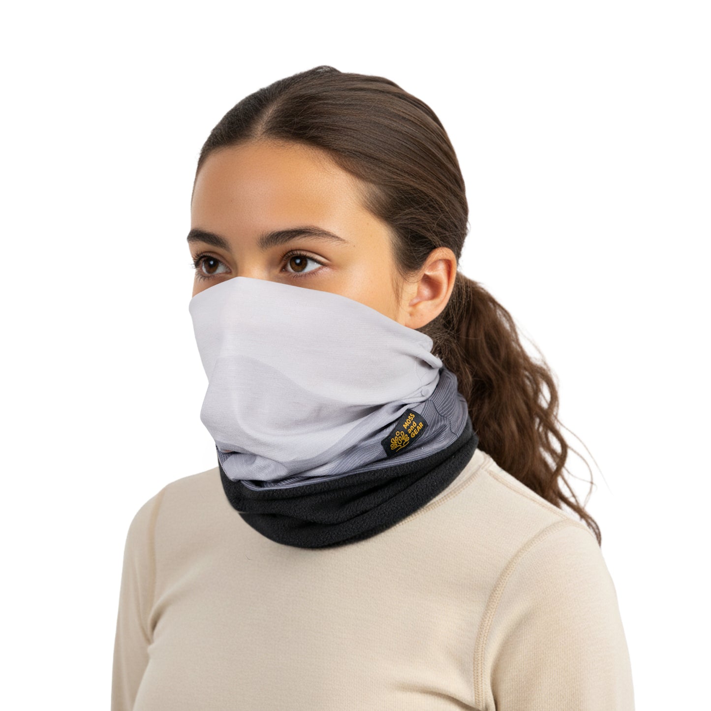 Winter neck gaiter, Ski Mask, Half Balaclava | White